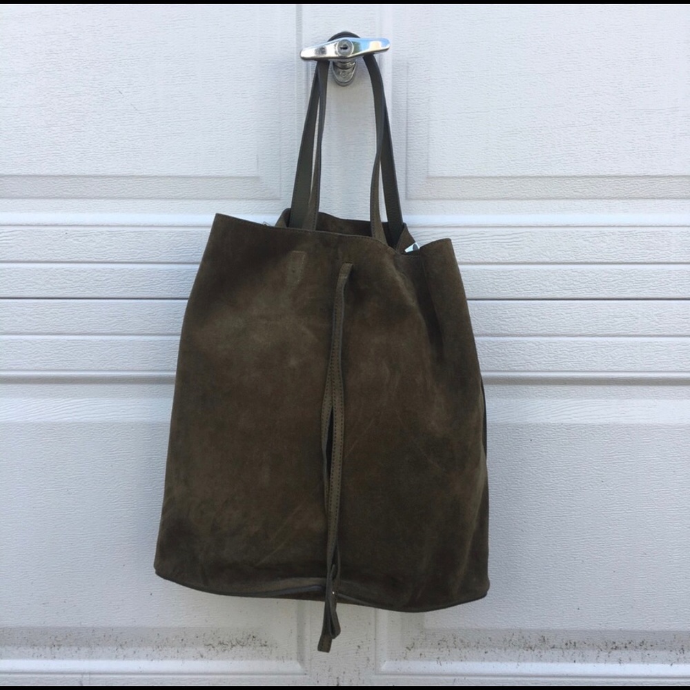 Maison Martin Margiela green suede tote